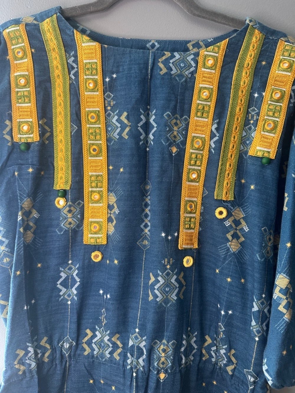 Ethnic by Outfitters Embroidered tunic sz S western boho abstract rodeo festival - Picture 2 of 8